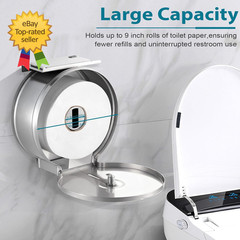 Commercial Jumbo Toilet Paper Dispenser with Shelf, 304 Stainless Steel 9 Roll P
