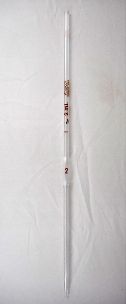 KIMAX Glass Class A 2mL TD Reusable Bulb Volumetric Pipette Pipet 37004-2