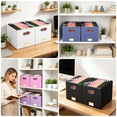File Organizer , Cardboard File Folder Organizer with Handle for Letter Size,…