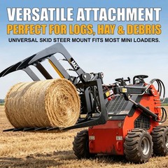 Root Grapple Bucket Attachment for Mini Skid Steer Loader Hollow Log Grapple