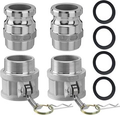 2 Pack Aluminum Camlock Fittings Type B & Type F Cam and Groove Hose Fittings A+