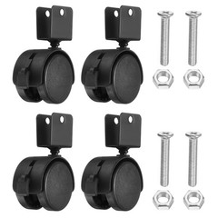 4Pcs 2″ Nylon Swivel Caster Wheels with Brake 0.63″ U Bracket Caster Black
