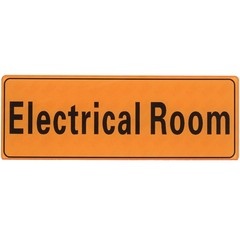 9″x3″ Electrical Room, 1Pcs Room Door Sign Self-Adhesive, Orange with Black Text