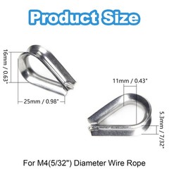 50 Pcs 5/32″ Wire Rope Thimbles M4 Cable Thimbles 304 Stainless Steel Thimble…