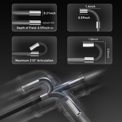 Ralcam Two-Way Borescope 5.5mm Industrial Endoscope Camera with Light 5ftFlexibl