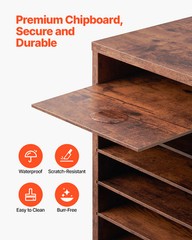Uimoso Wooden Literature Organizer 24 Compartments Removable Shelves Dark Brown