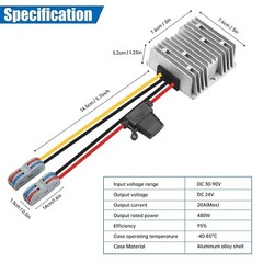 DC 30V-90V to 24V 20A 480W Waterproof Buck Power Converter DC to DC Step Down…