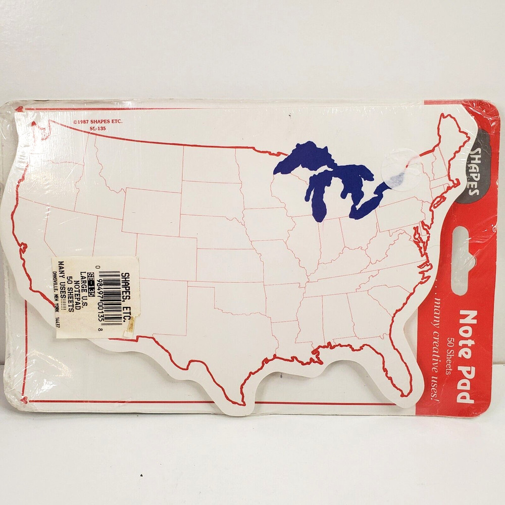 Creative Shapes U.S. Map Notepad 50 Sheets Fun For Kids 8″ Wide