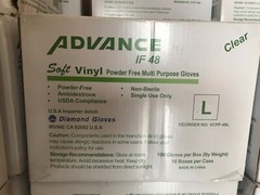 Vinyl Gloves. 1000 gloves per case available in XL and Large sizes. Disposable