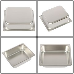 8 Pack 1/2 Size Hotel Pans Steam Table Pan 4″ Deep Stainless Steel with Lid
