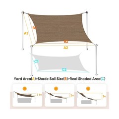Quictent 185G HDPE Square 24x24FT Sun Shade Sail Canopy 98% UV Block Top Outd…