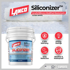 Siliconizer Acrylic Elastomeric White Reflective Roof Sealer, Low V.O.C, 5 Gal
