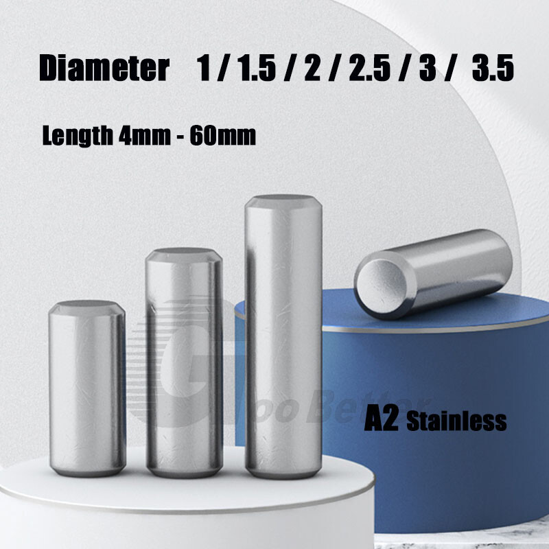 Solid Dowel Pins Parallel Pins A2 Stainless Steel 1mm 1.5mm 2mm 2.5mm 3mm 3.5mm