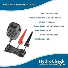 Sump Pump Float Switch Hi-Lo Dual Sensors Built-In Alarms Maintenance Free 120V