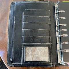Compact Franklin Covey Planner Black Magnetic Snap 6-Ring & Accessories