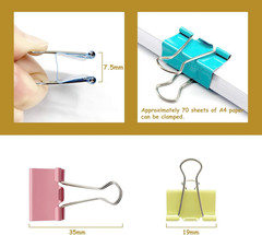 120pcs Small Binder Clips 3/4 Inch Metal Paper Clamps Colorful Office Use Desk
