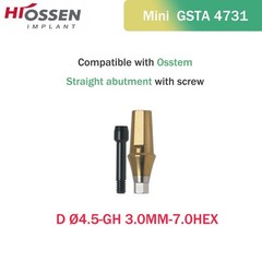 Osstem Hiossen Ti Cemented Straight Abutment Hex Mini/Regular Platform 1-6mm GH