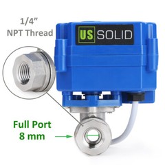 U.S. Solid 1/4″ NPT Motorized Ball Valve N/C 9V 12V 24V AC/DC 2-Wire SS304