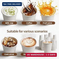 MOUMOULIFE Disposable Paper Coffee Cups 12 oz 300 Count Bulk, Leak-Proof White C