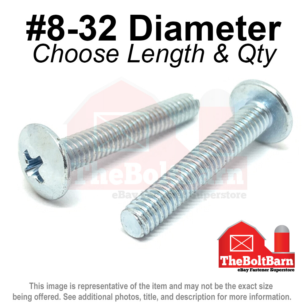 #8-32 Phillips Truss Head Machine Screws Bolts Zinc Coarse (Pick Length & Qty)