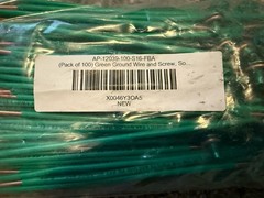 100 PACK Green Ground Wire and Screw 6.5″ Overall Length NEW