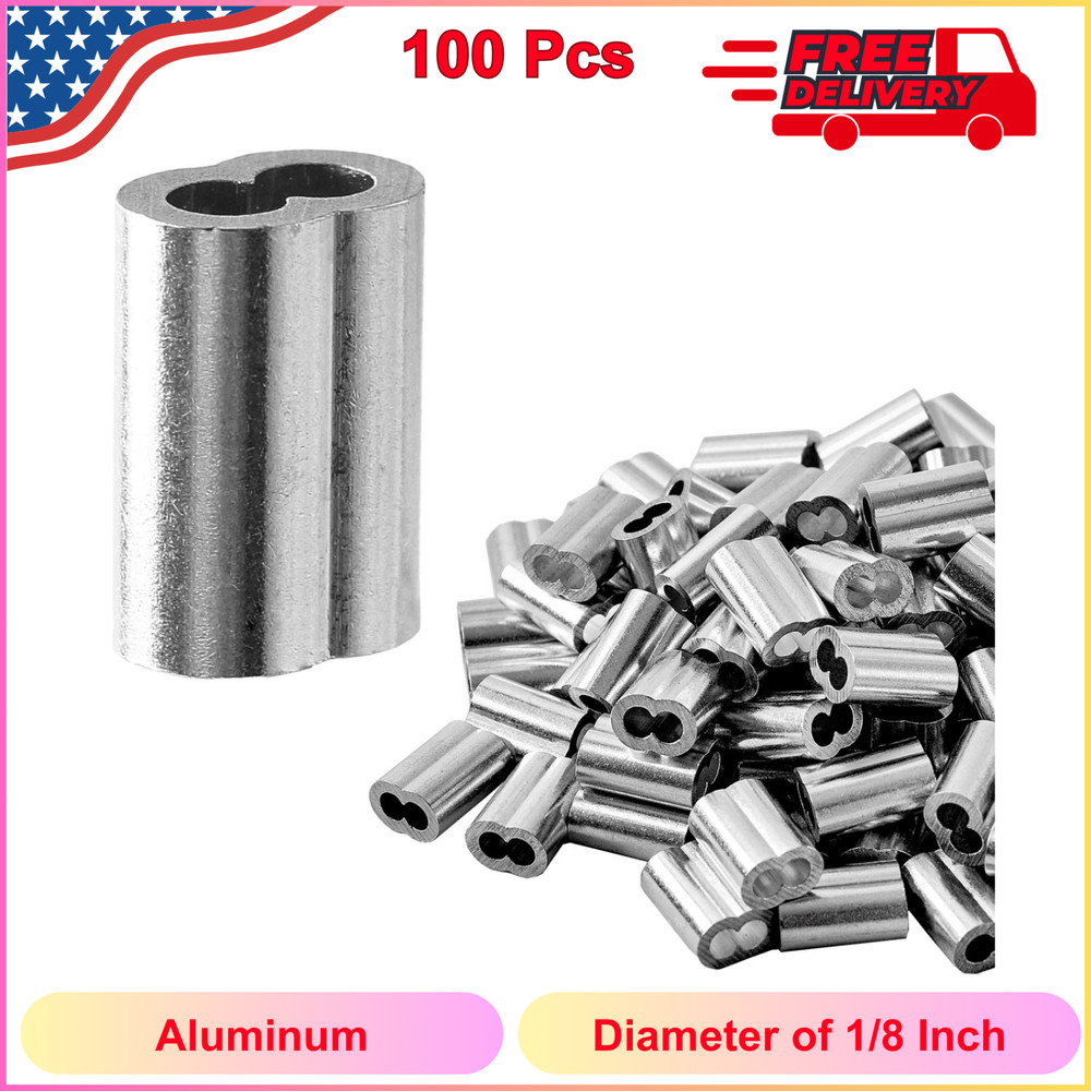 QDiShi 1/8″ (3mm) Aluminum Crimping Loop Sleeve for 1/8″ Wire Rope Cable Ferrule