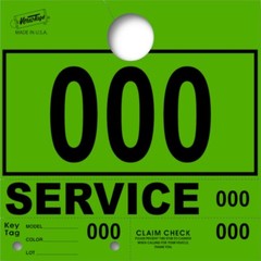 Light Green Service Department Hang Tags Window Tag 1000 Per Box