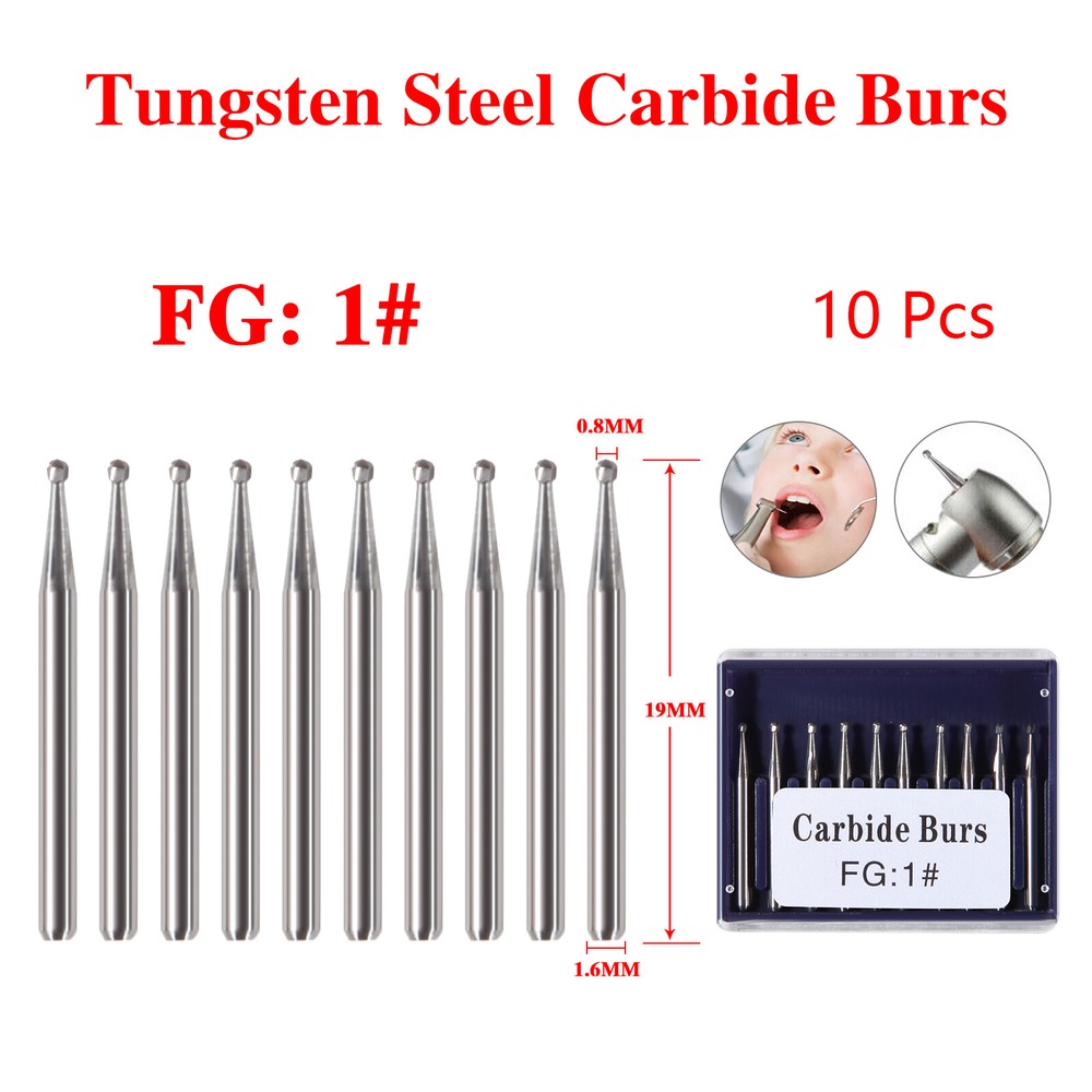 10pcs/pk Dental Carbide Burs for High Speed Handpiece Pear Bur 19mm FG Shank