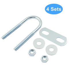 4 Sets M6 U Bolts 1 Inch Wide, Round U-Bolts with Frame Plates, Nuts, and Washer