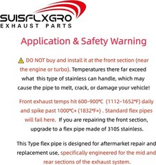 SUISFLXGRO Stainless Steel Exhaust Flex Pipe – 2.5X6X10 Clamps