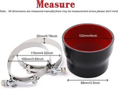 Straight Reducer Coupler Silicone Hose ID 3.5inch to 4inch 4-Ply with Stainle…
