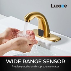 Luxice Brushed Gold Touchless Bathroom – Sensor Battery Opertated