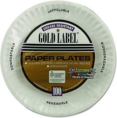 AJM Packaging 9″ Paper Plates CP9GOEWH Gold Label Coated, White, 1000/Case