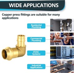 Lead-Free Brass 1/2″ Press x 1/2″ PEX Elbow Set of 10 – Quick Installation