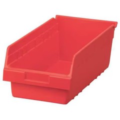 Akro-Mils 30088Red Shelf Storage Bin, Plastic, Red, 6 In H, 8 3/8 In W, 17 7/8