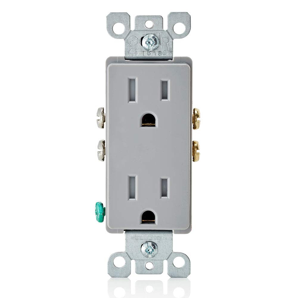 Leviton 15 Amp Decora Tamper-Resistant Duplex Electrical Wall 1 Pack, Gray