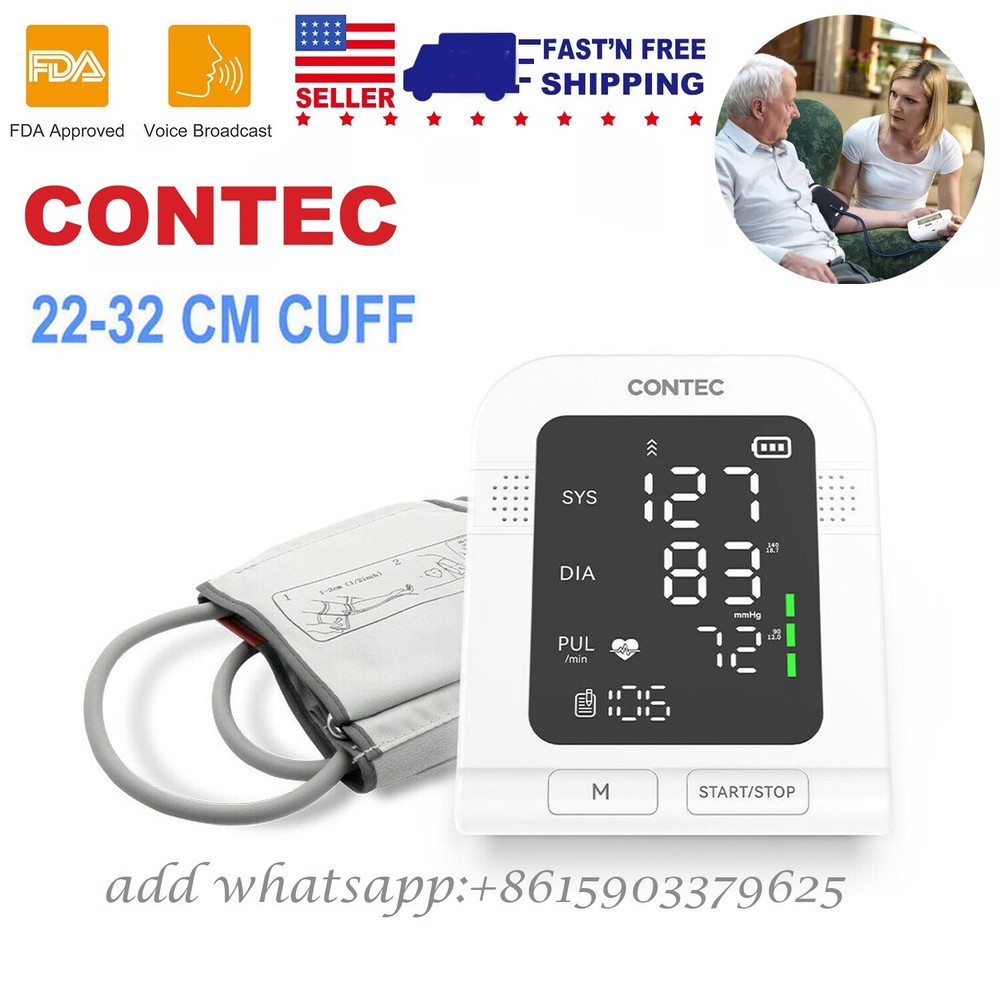 Voice Broadcasting Electronic Blood Pressure Monitor Upper Arm Adult LED NIBP