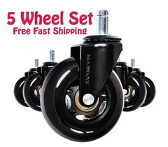 5 Rollerblade Gaming Office Chair Wheel Replacements 3″ Heavy Duty Swivel Caster