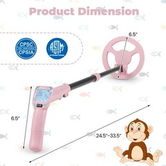 24.5″-33.5″ Metal Detector for Kids with LCD Display IP68 Waterproof Pink