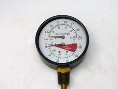 DEVILBISS DUAL PRESSURE & TEMPERATURE GAUGE 0-3.5KG 0-50PSI 20-120°C 60-260°F