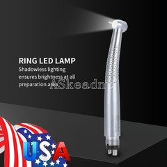 1-10*Dental Shadowless Ring LED High Speed Handpiece 5 Water Spary 4Hole Ceramic