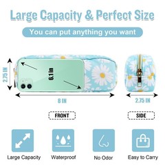 Nylon Small Floral Makeup Bag, Slim Preppy Cute Makeup Brush Case, Waterproof…