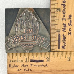 VTG Mt Lebanon PA Civic League Copper & Wood Letterpress Printing Printer Block