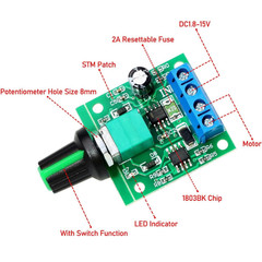 2pcs PWM Low Voltage Motor Speed Controller DC 1.8V 3V 5V 6V 12V 2A 1803BK 18…