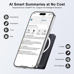 TTQ Note AI Voice Recorder 64GB ChatGPT Transcription Translation Wireless