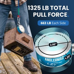 1250 lbs Magnet Fishing Kit AnglerMag Double Sided Magnetic Fishing Kit