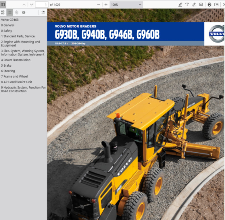 Volvo G946B Motor Grader Service Repair Manual Construction PDF USB