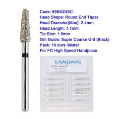 Dental Diamond Burs Multi-Use 856/024SC Round End Taper FG Super Coarse Black