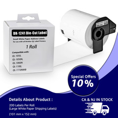1 Roll 4″x6″ Large White Paper Shipping Labels DK-1241 fit for Brother QL-1060N