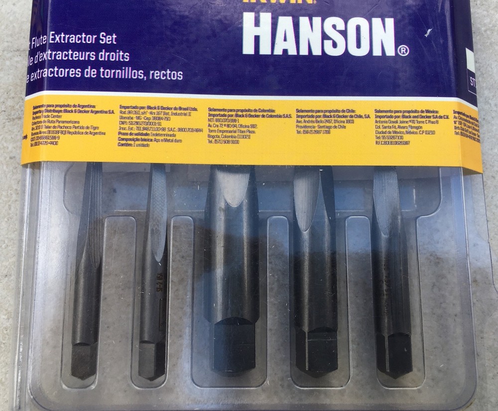 Irwin Hanson 53635 Straight Flute Screw Extractor Set ST-1 Through ST-5 USA